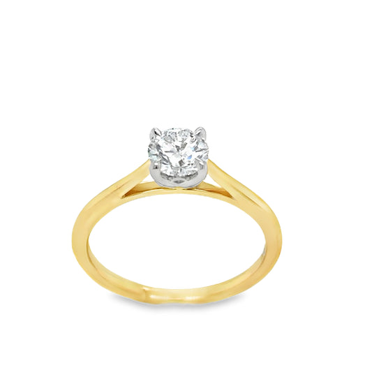 9ct Yellow Gold Round Brilliant Solitaire Diamond .60ct