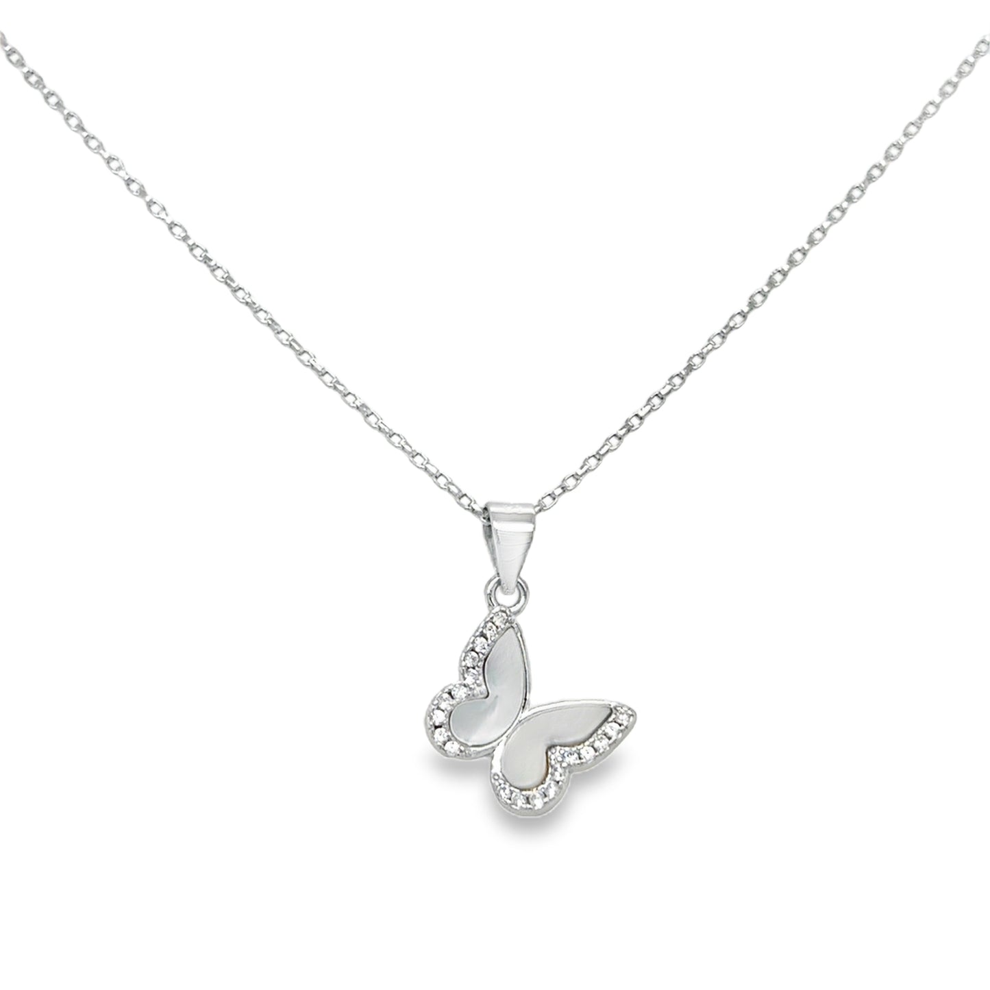 Sterling Silver Mother of Pearl Butterfly Pendant