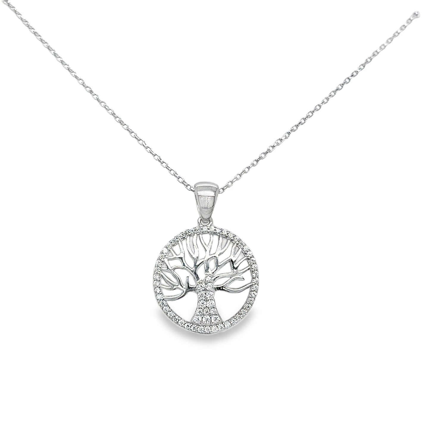 Sterling Silver Cubic Zirconia Tree of Life Pendant
