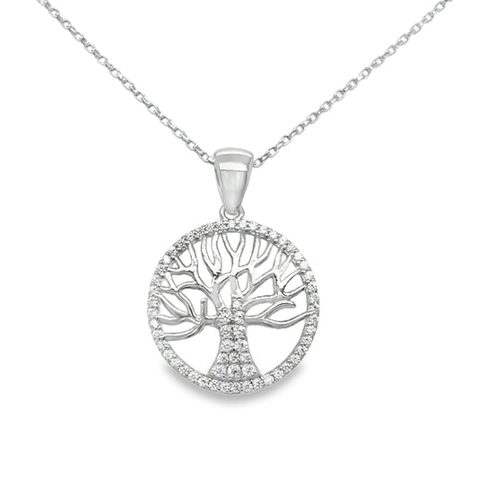 Sterling Silver Cubic Zirconia Tree of Life Pendant