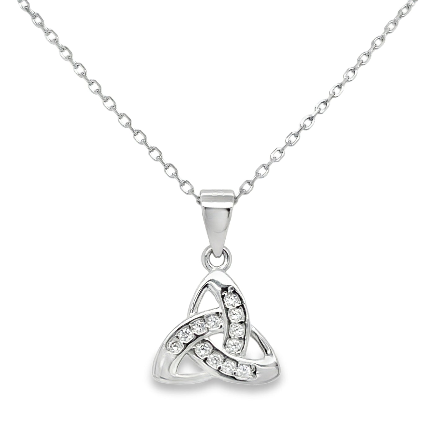 Sterling Silver CZ Trinity Knot Pendant and Earring Set