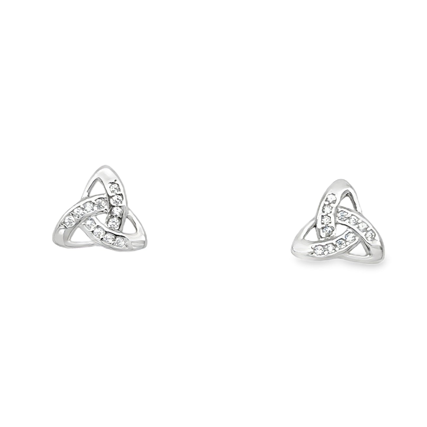 Sterling Silver CZ Trinity Knot Pendant and Earring Set