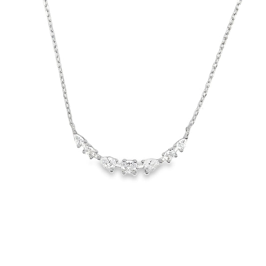 Sterling Silver Oval and Pear CZ Hammock Necklet