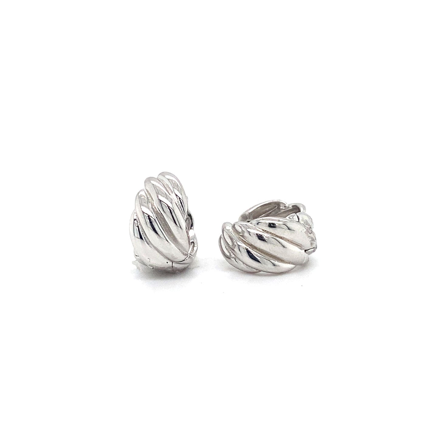 Sterling Silver Polished Twist Huggie Earrings