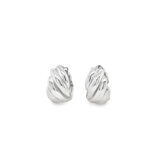 Sterling Silver Polished Twist Huggie Earrings