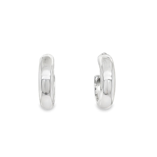 Sterling Silver Polished 15mm Half Hoop Hinge Earrings