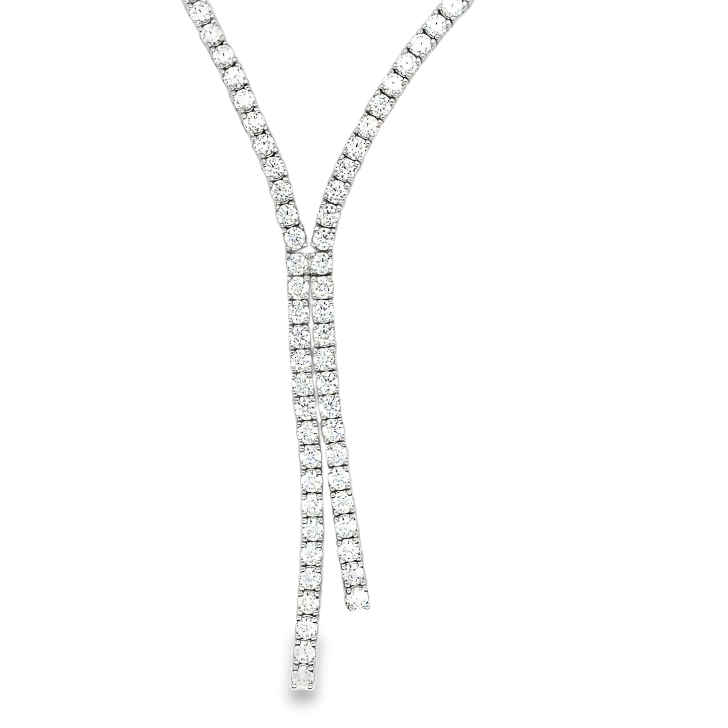Sterling Silver Double Drop Tennis Necklet