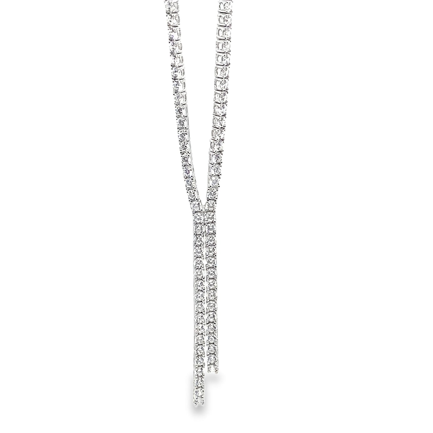 Sterling Silver Double Drop Tennis Necklet