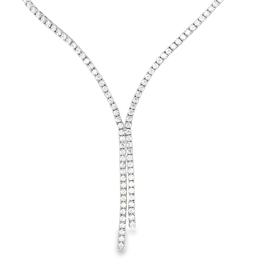 Sterling Silver Double Drop Tennis Necklet