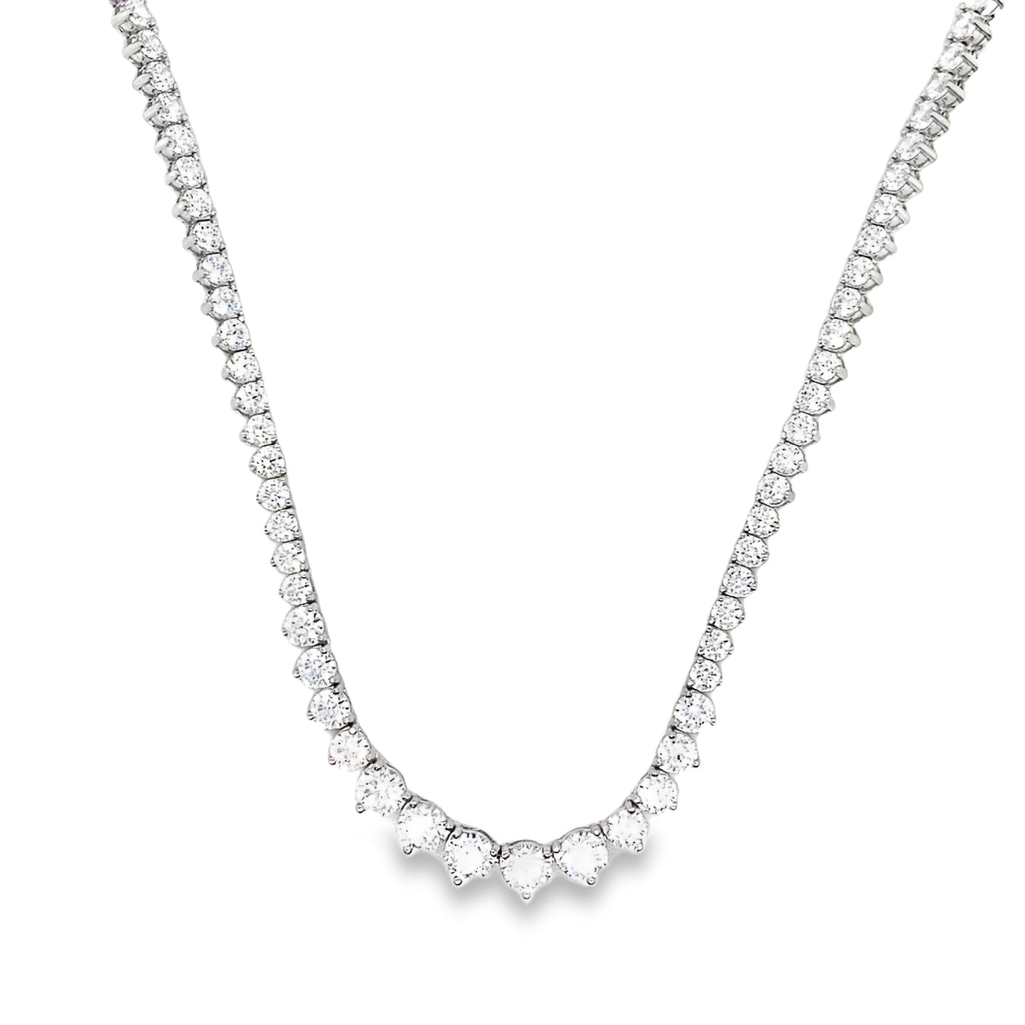 Sterling Silver 4mm - 6mm Graduated Tennis Necklet