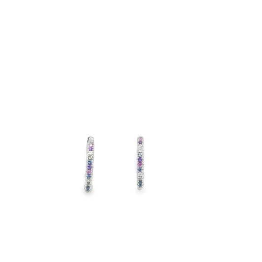 Sterling Silver CZ Multicoloured 12mm Hoop Earrings