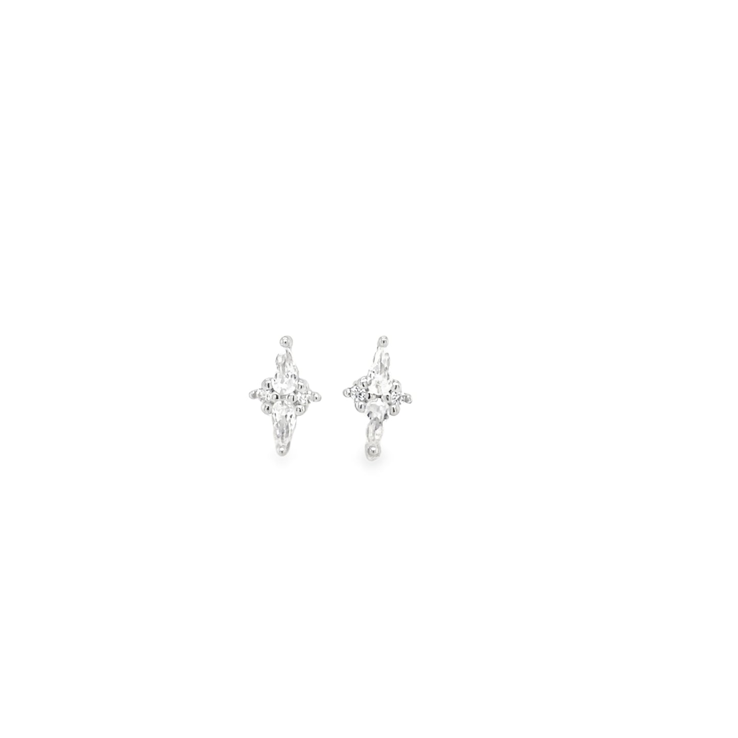 Sterling Silver CZ Marquise Stud Earrings