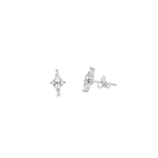 Sterling Silver CZ Marquise Stud Earrings