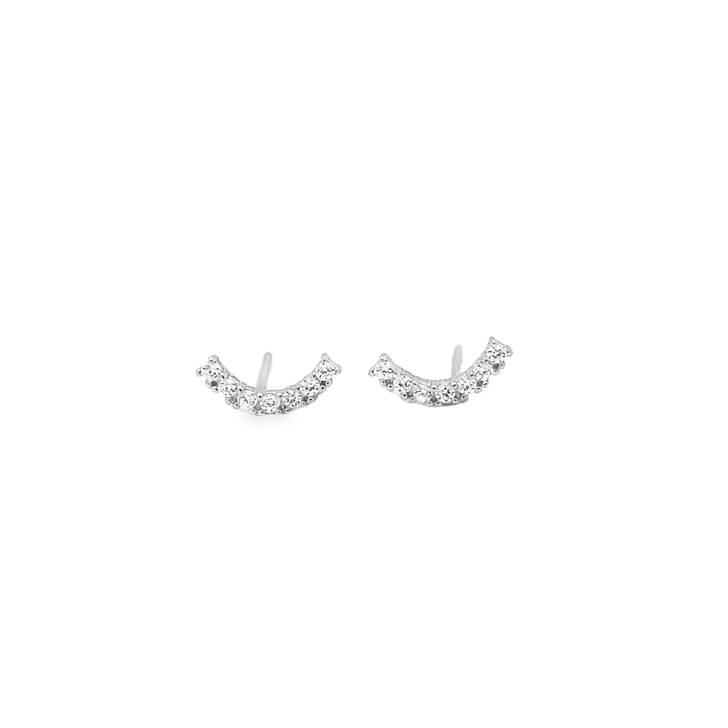 Sterling Silver CZ U Shape Stud Earrings