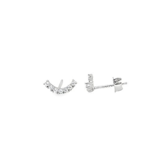 Sterling Silver CZ U Shape Stud Earrings