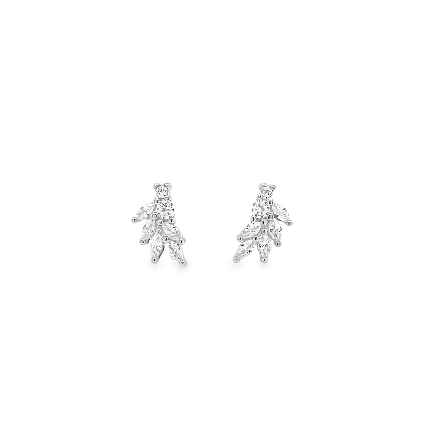 Sterling Silver CZ Marquise Climber Earrings