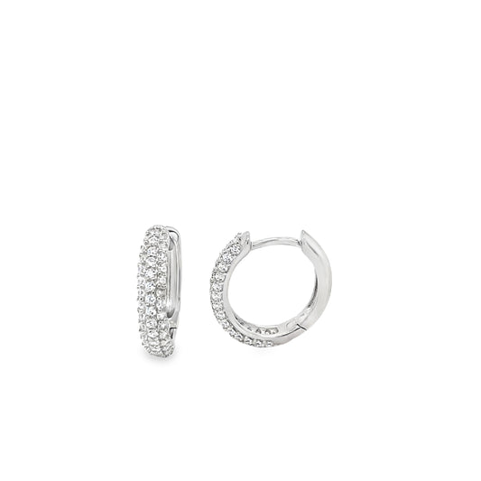 Sterling Silver CZ Pave 15mm Hoop Earrings
