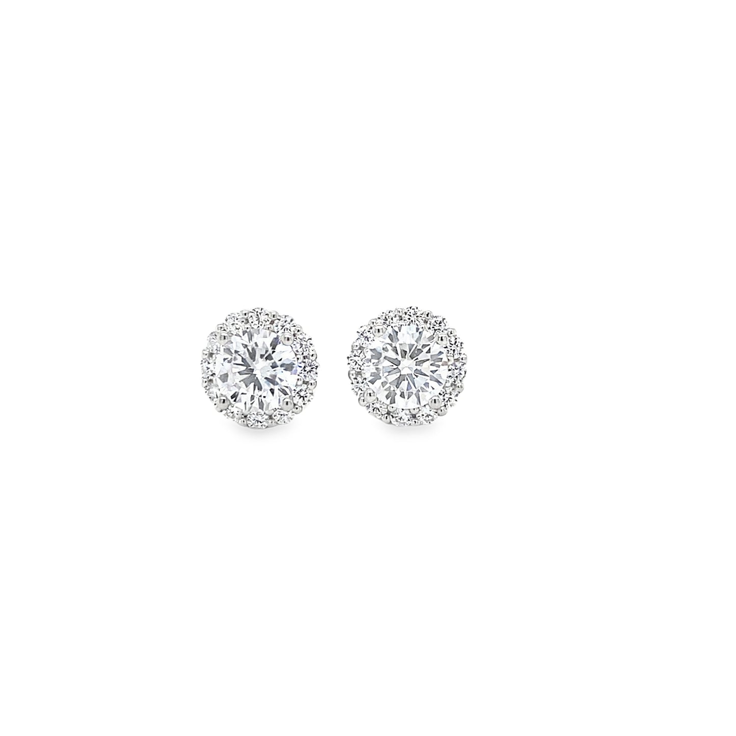 Sterling Silver Round CZ Halo Earring