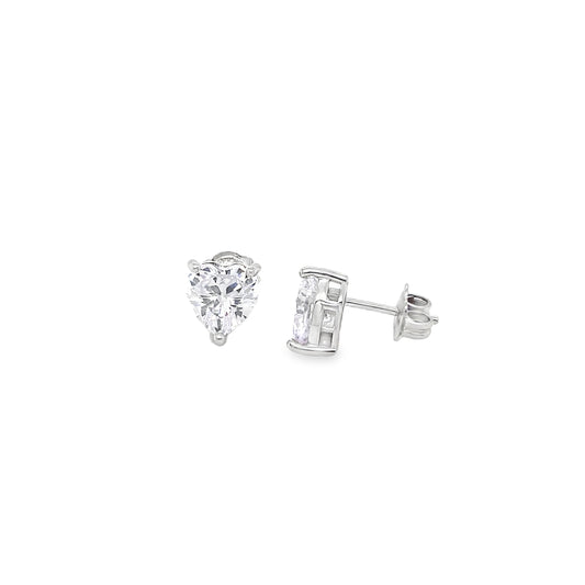 Sterling Silver CZ Heart Stud Earring