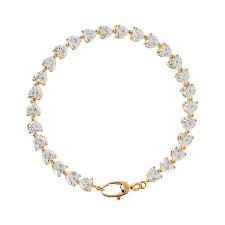 Bronzeallure Gold Plated CZ Heart Tennis Bracelet