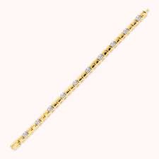 Bronzeallure Gold Plated Polished & CZ Pave Square Link Bracelet