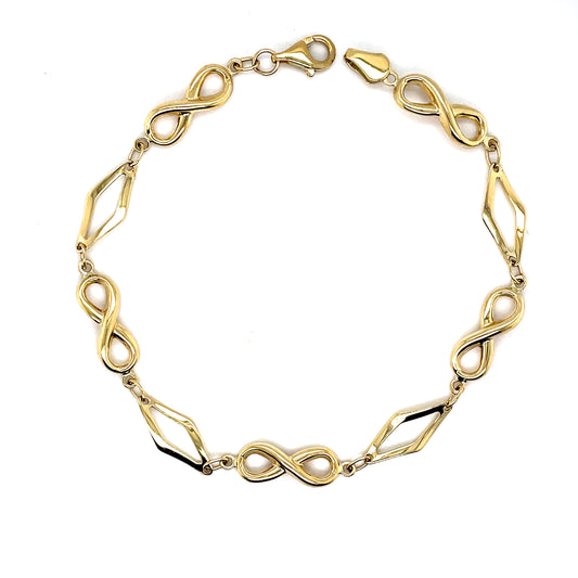 9ct Yellow Gold Infinity Link Bracelet
