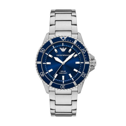 Gents Armani Worls Explorer Tachymeter Blue Dial