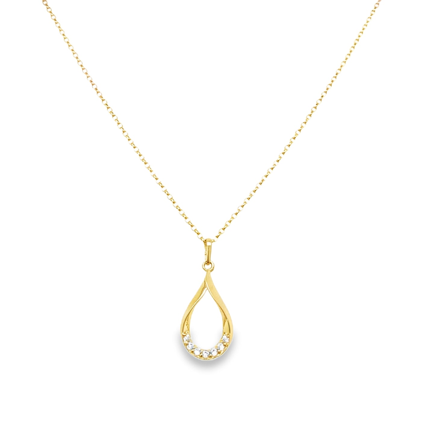 9CT Open Pear Cubic Zirconia Pendant