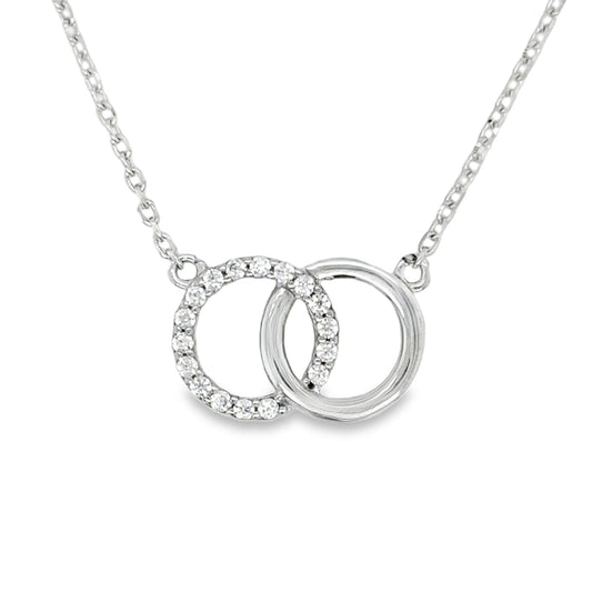 9ct White Gold CZ Interlinking Circle Necklet