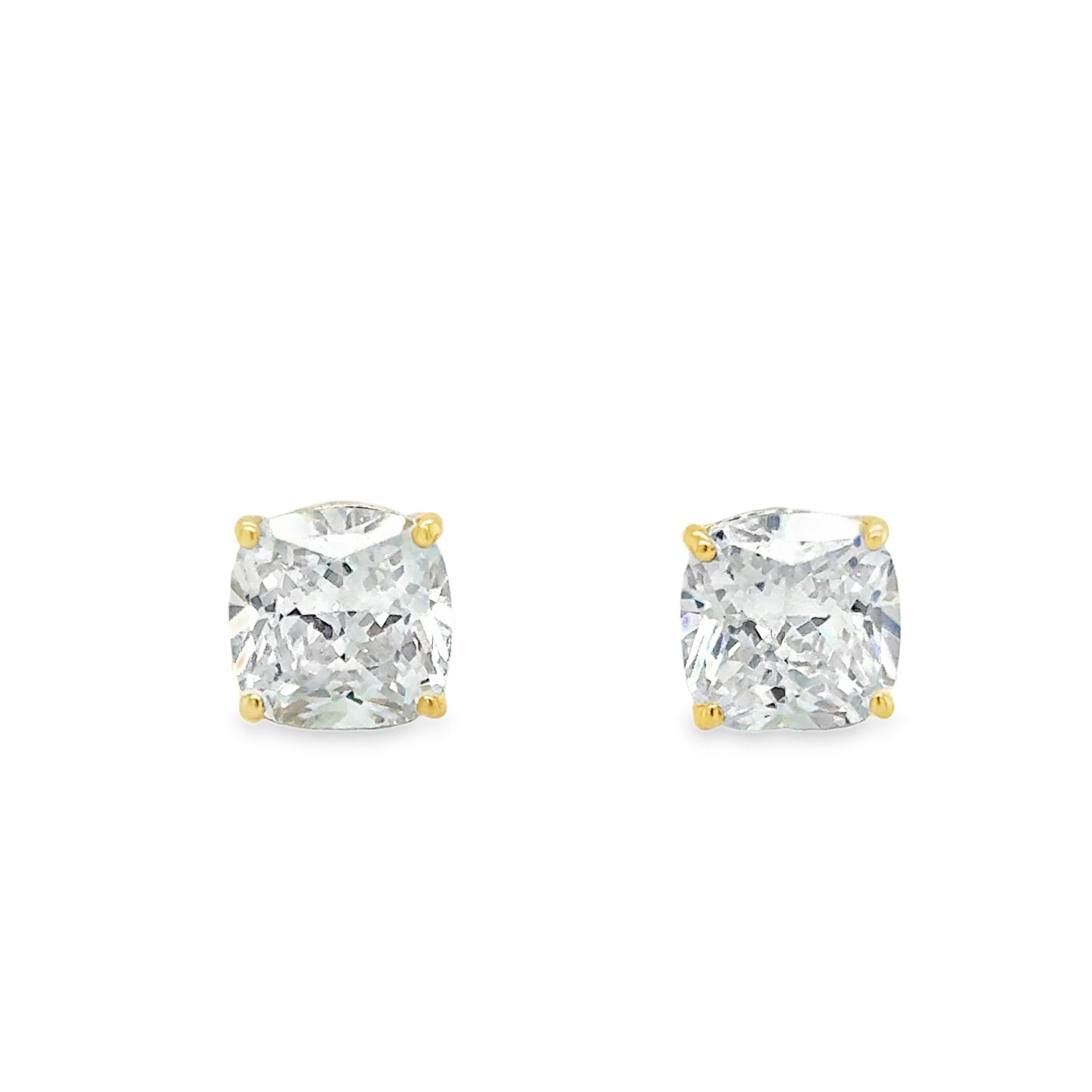 9ct 8mm Cubic Zirconia Cushion Cut Stud Earrings