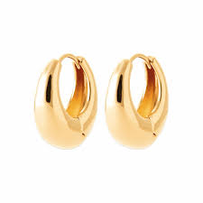 Burren 18ct Gold Plated Red Rouge Hoop Earrings