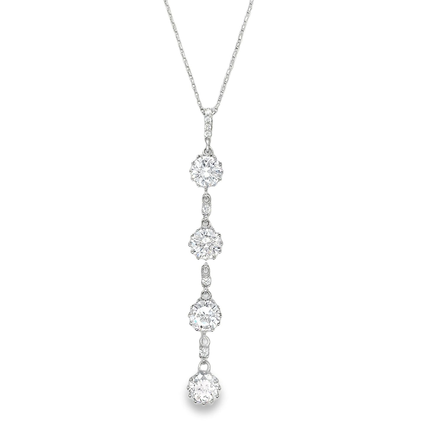 Sterling Silver Four CZ Fancy Drop Pendant