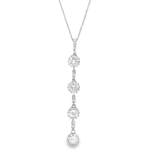 Sterling Silver Four CZ Fancy Drop Pendant