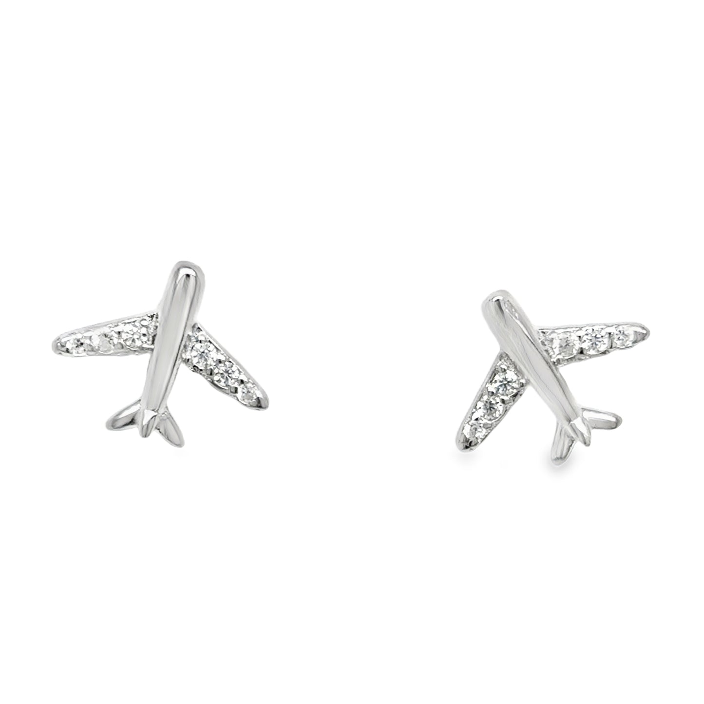 Sterling Silver CZ Plane Earrings