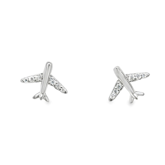 Sterling Silver CZ Plane Earrings