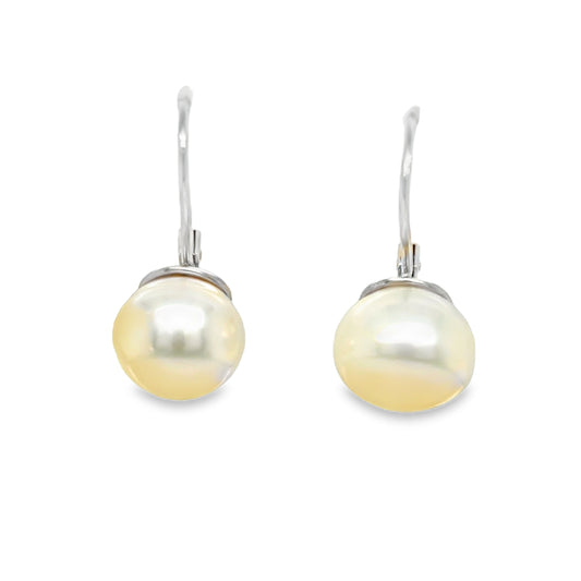 Sterling Silver 10mm Freshwater Pearl Hinge Drop Earrings