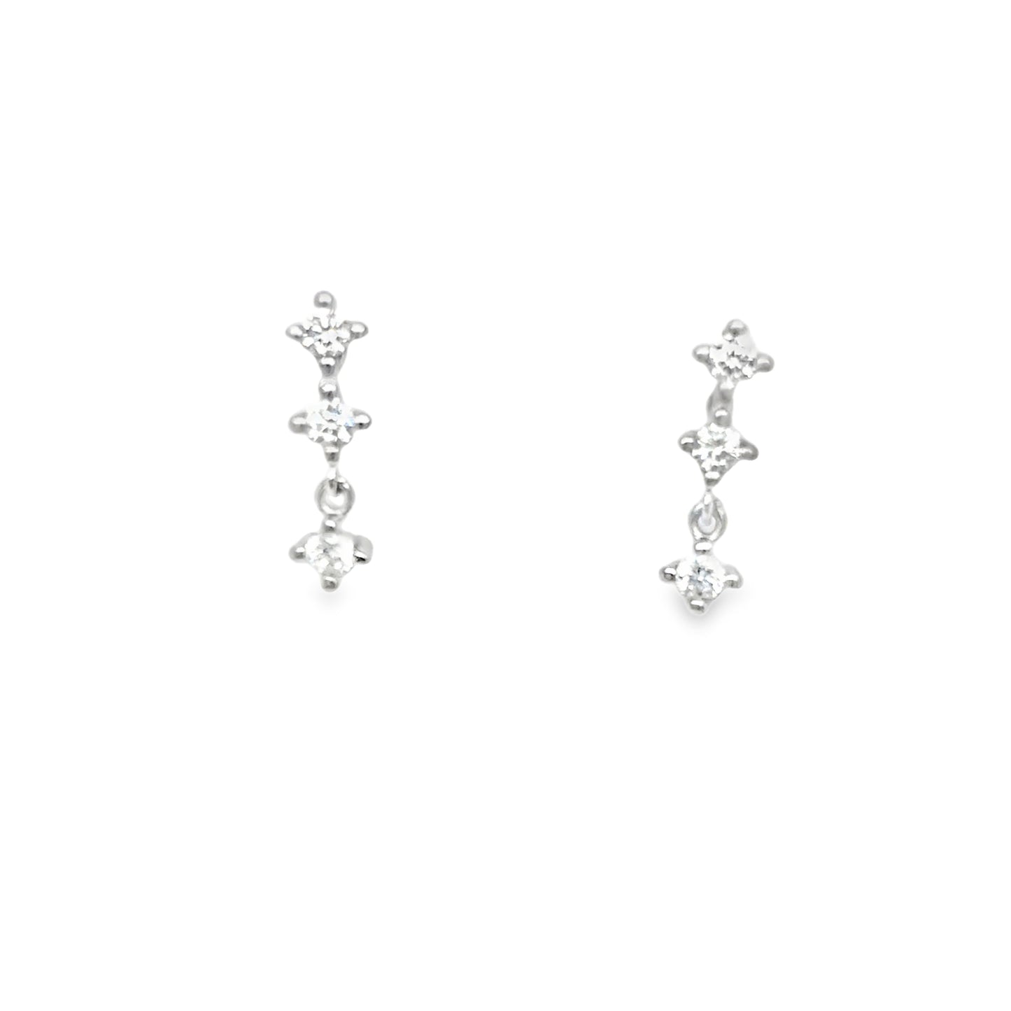 Sterling Silver 3 CZ Drop Earring