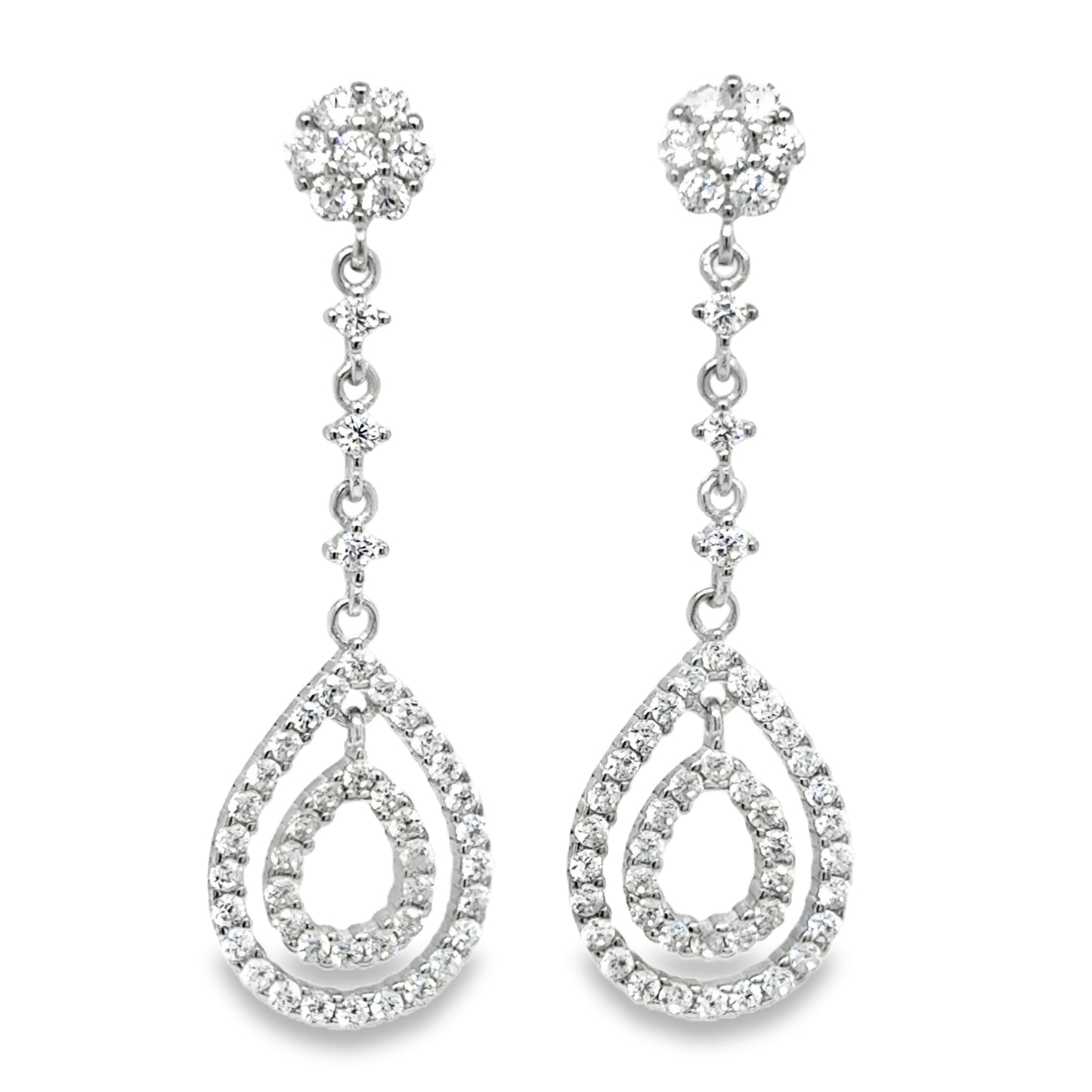 Sterling Silver Open Double PEar Drop Earrings