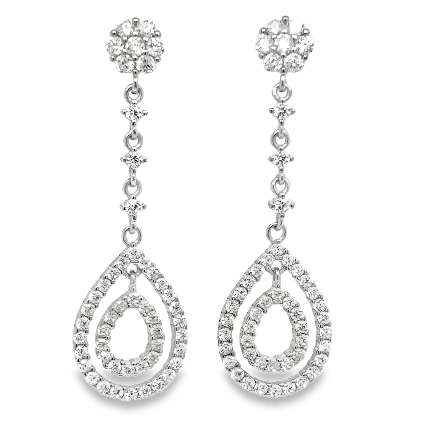 Sterling Silver Open Double PEar Drop Earrings