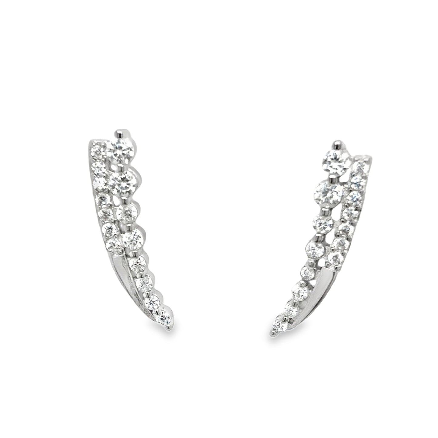 Sterling Silver CZ Tapered Drop Earrings