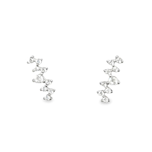 Sterling Silver CZ Climber Earrings