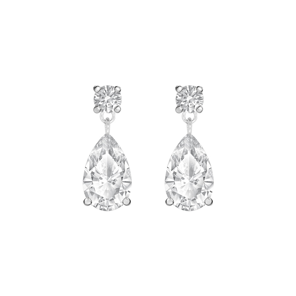 Sterling Silver CZ Pear Drop Earrings