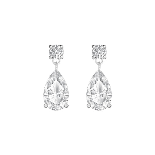 Sterling Silver CZ Pear Drop Earrings