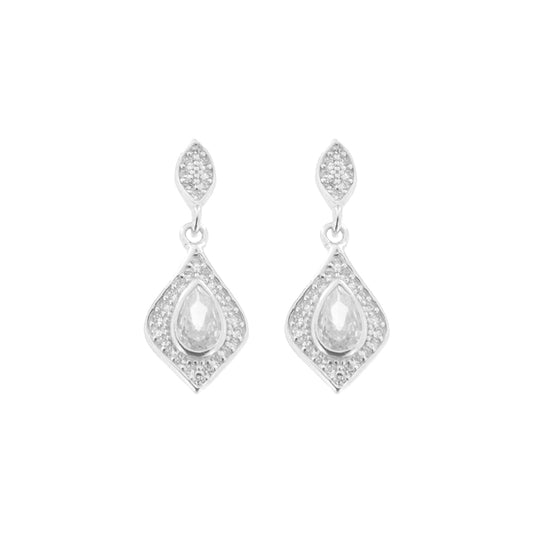 Sterling Silver CZ Antique Style Drop Earrings
