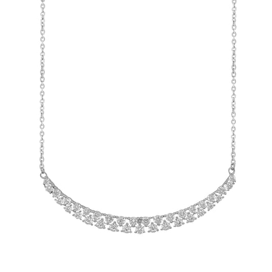 Sterling Silver Double CZ Row Hammock Necklet