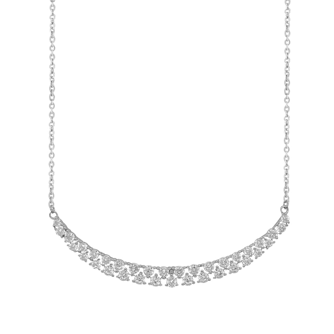 Sterling Silver Double CZ Row Hammock Necklet