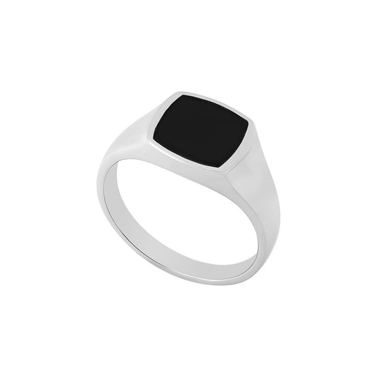 Sterling Silver Gents Square Onyx Signet Ring