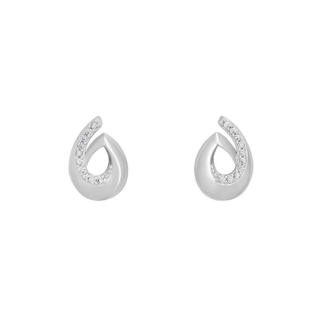 Sterling Silver CZ Pear Swirl Stud Earring