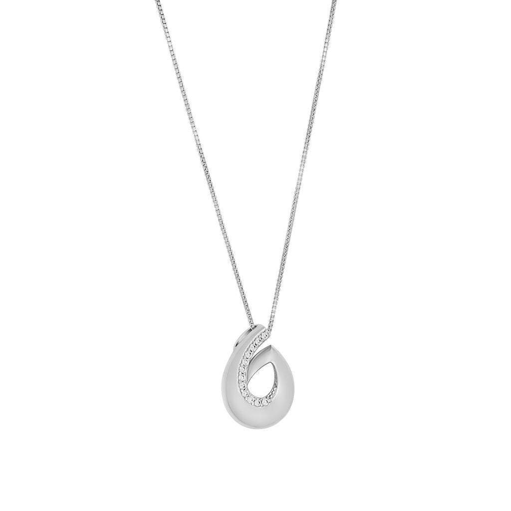 Sterling Silver CZ Pear Swirl Pendant