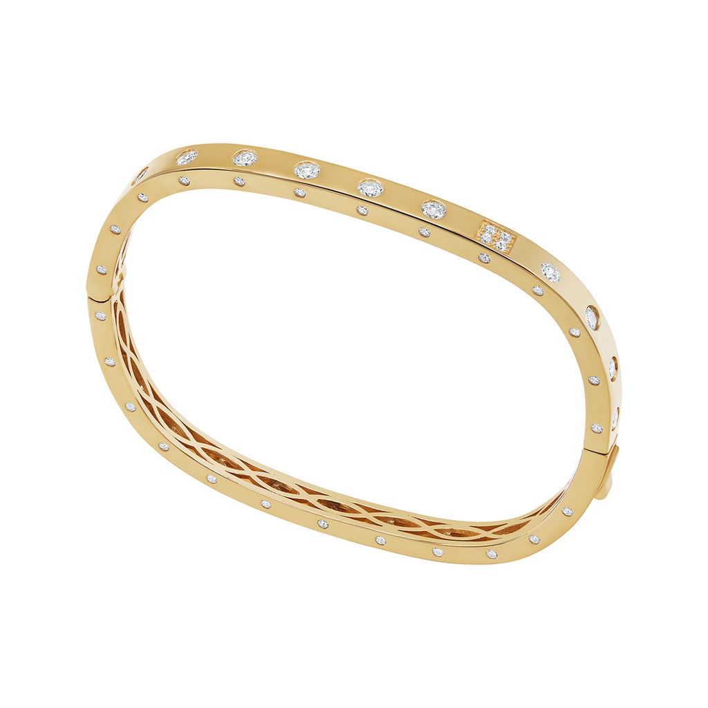 Sterling Silver Gold Plated Cubic Zirconia Punch Set Square Bangle